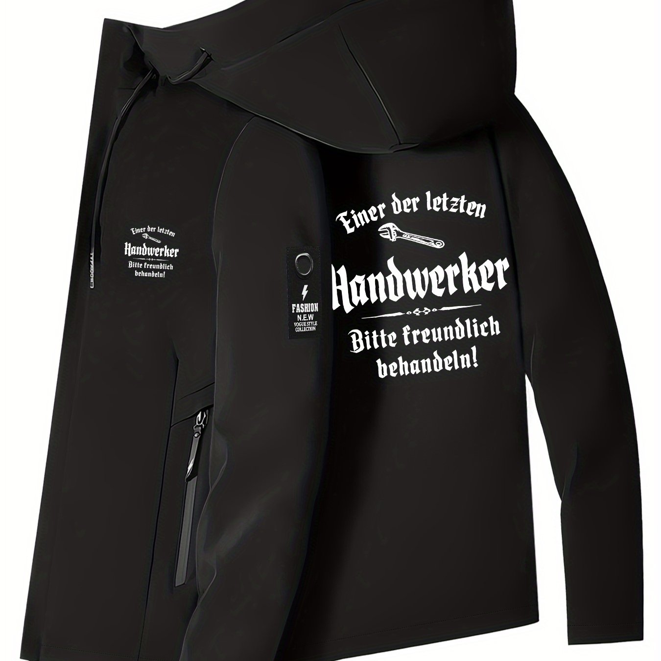 's Jacket With European And American Pattern Print, Windproof Outdoor Hiking Wear, Unisex Outerwear