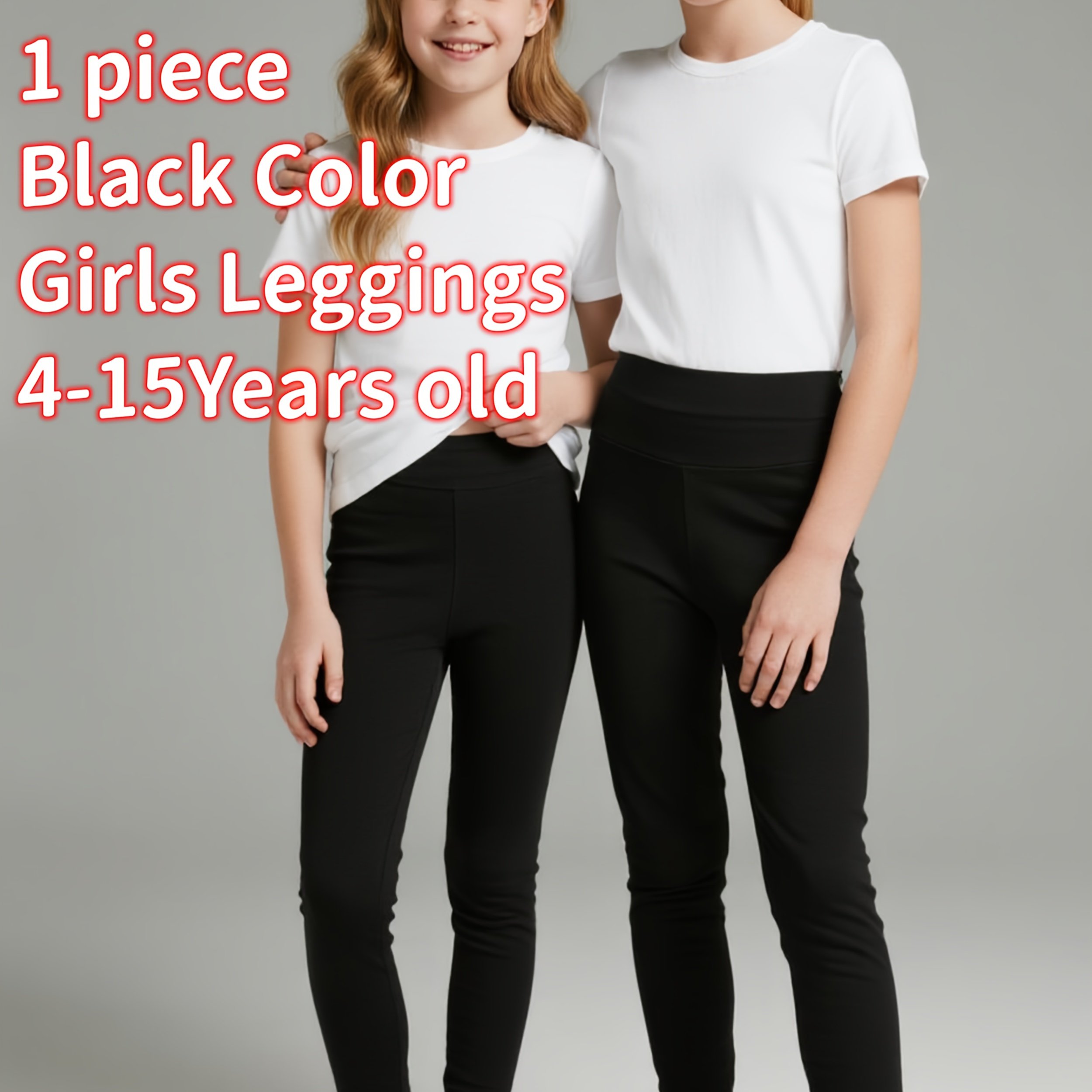Image of 1pc High-waist Stretch Soft Mid-to-big Kids' Leggings, Fall Winter Style Back-to- Girls' And Teenager School Uniform Matching Ankle Pants