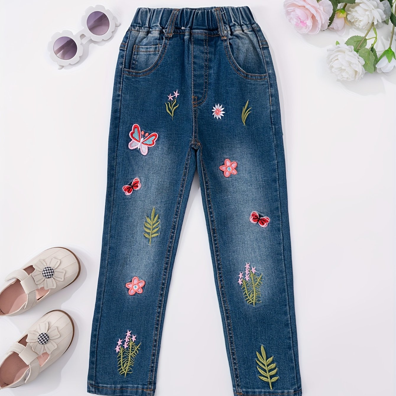 Colorful Spring/autumn Style Elastic Waist Denim Pants, Light , Size 100-140