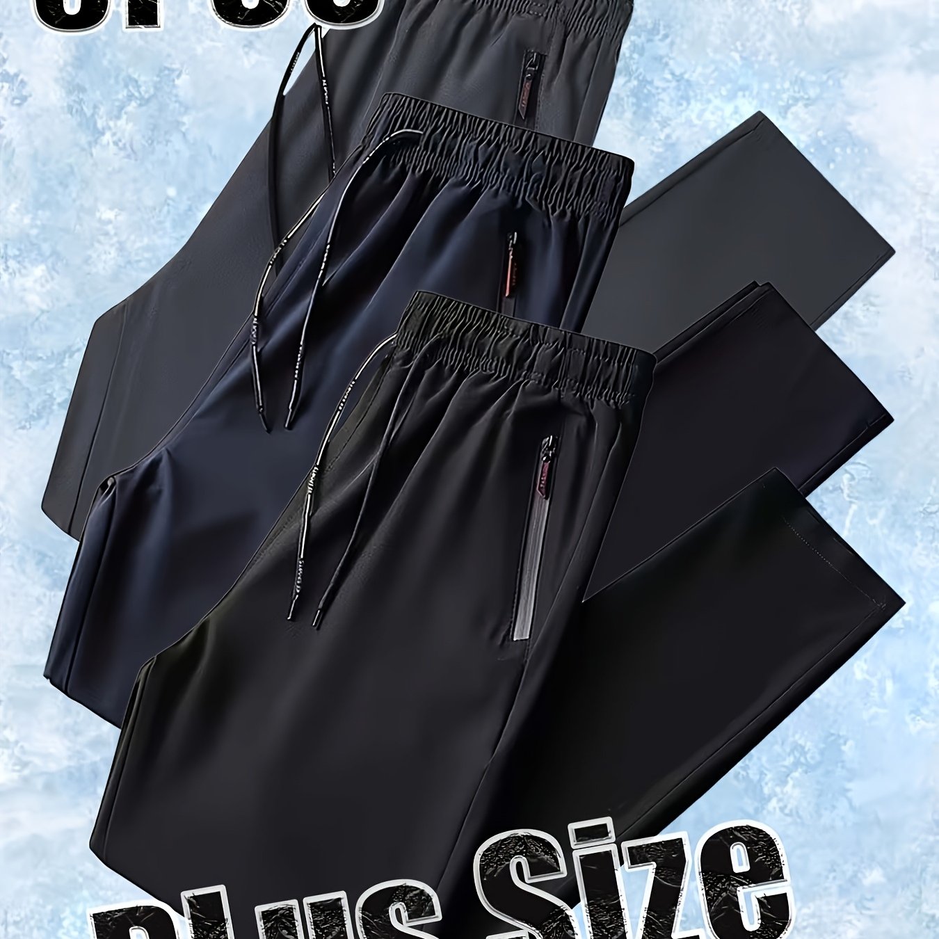 TEMU 3pcs Set. Men's Casual Sports Jogging Long Pants In Large Size. Perfect For Overweight Individuals For Outdoor Activities, Daily Wear, Casual ,