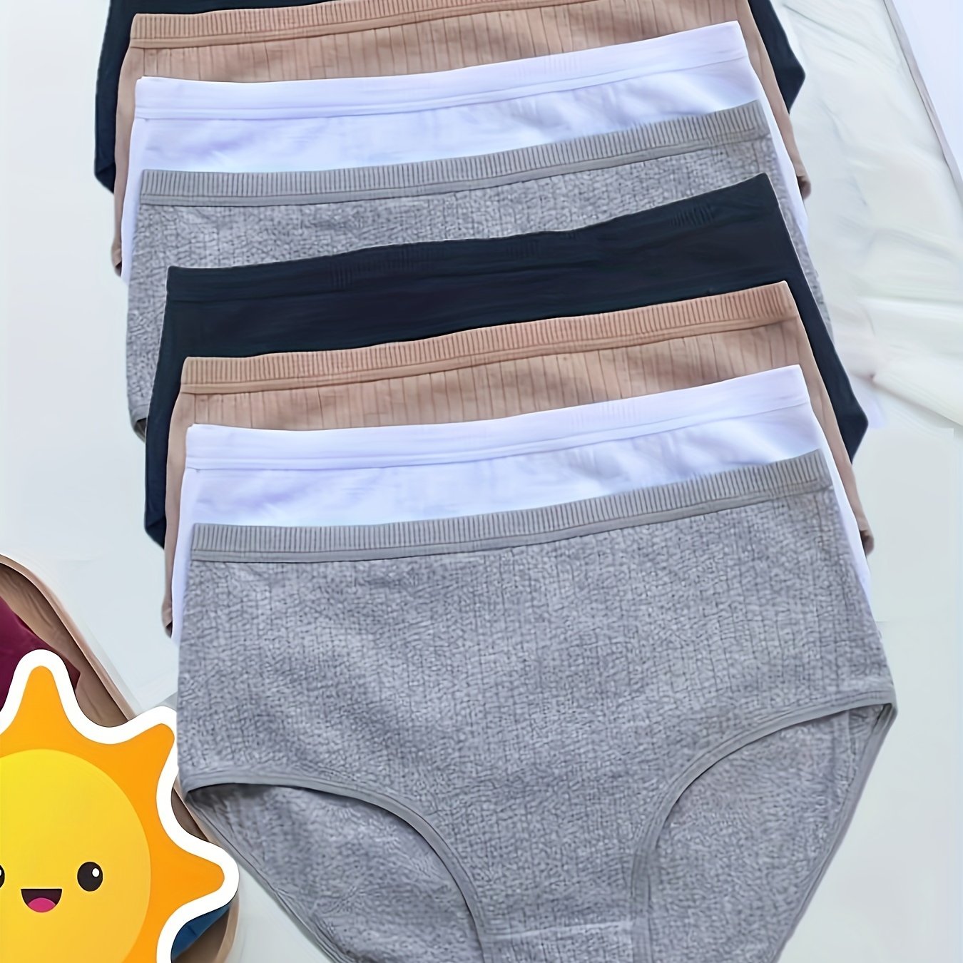 TEMU [8pcs Briefs] 8pcs Solid Simple Briefs, Comfy Breathable Stretchy Intimates Panties, Women's Lingerie & Underwear
