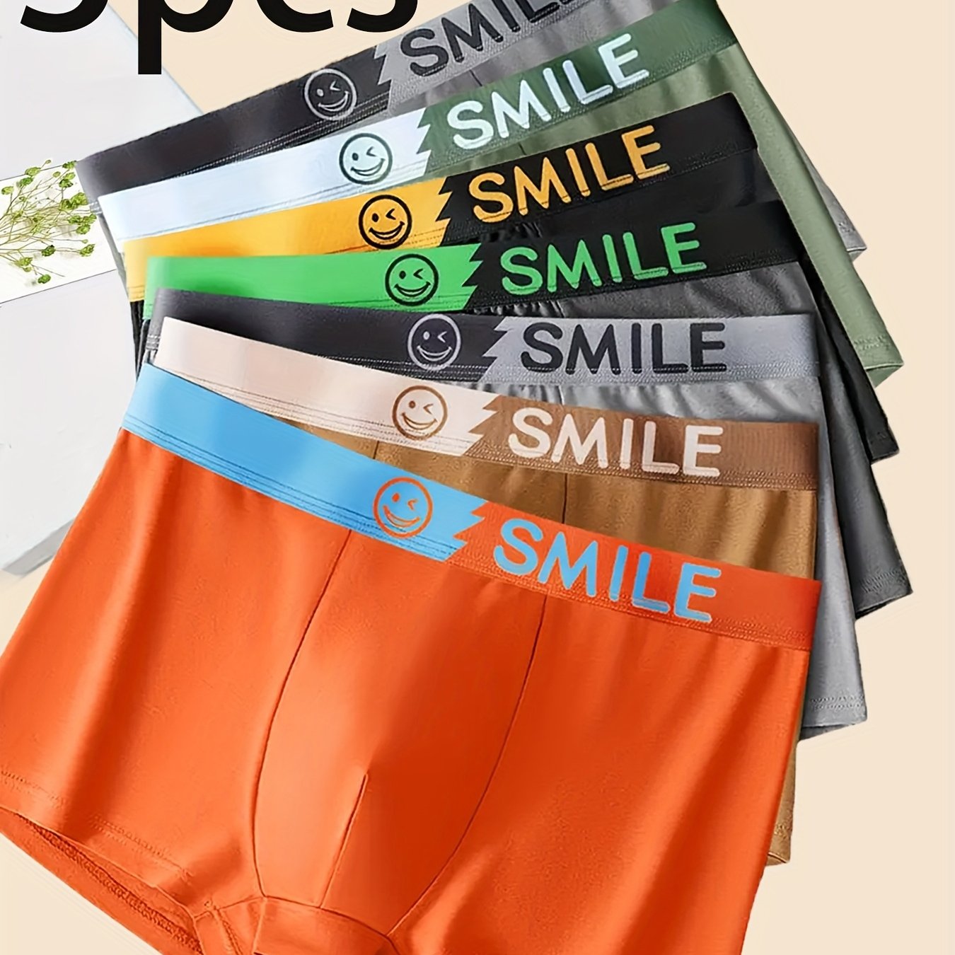 Image of Random 3pcs Men&;s Flat Briefs, Breathable Comfortable Fashion Trousers Pattern Square Briefs