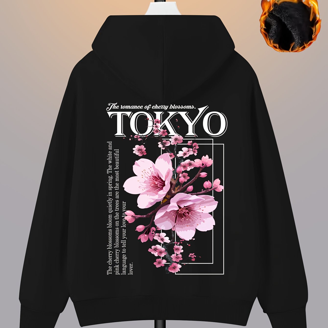 TEMU Women's Teal Tokyo Cherry Hoodie - Casual & Breathable Long Sleeve Pullover With Front Pocket, Drawstring Hood For Fall/winter , Leisure Style,
