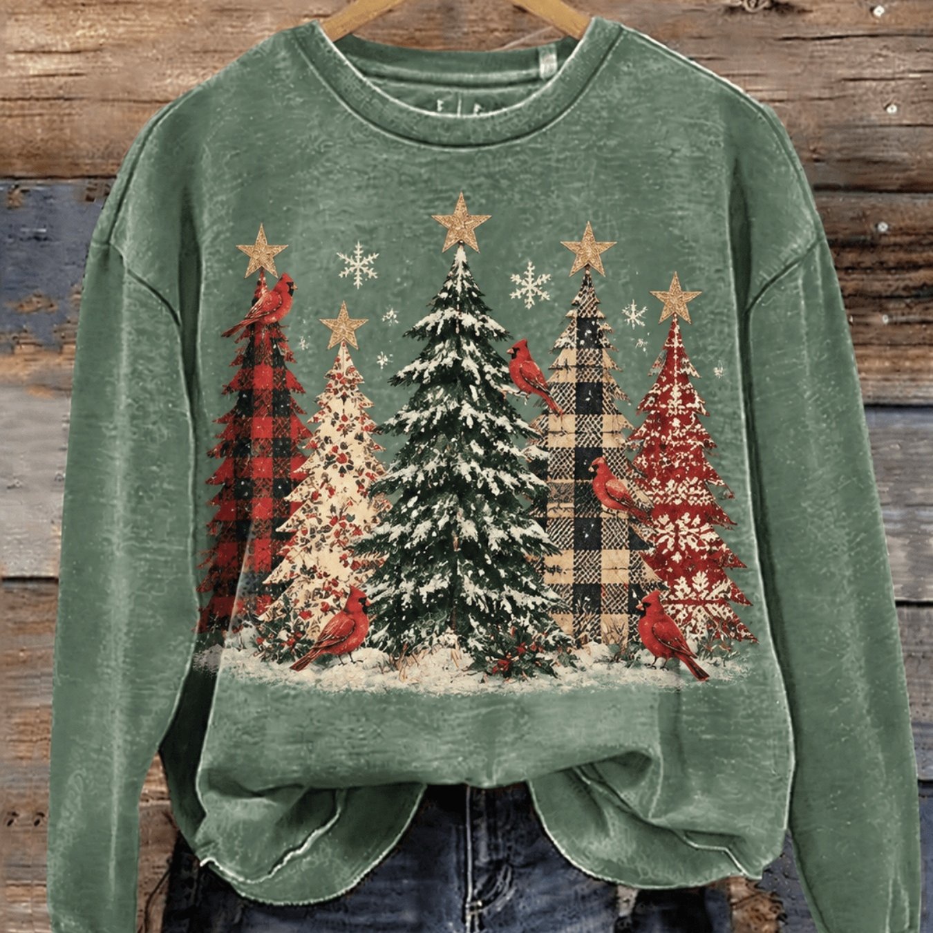 TEMU Christmas Tree, Women's Crewneck Sweatshirt, 1pc Women's Thin Sweatshirt, Featuring A Creative Pattern Print, Versatile For S, , Parties, And