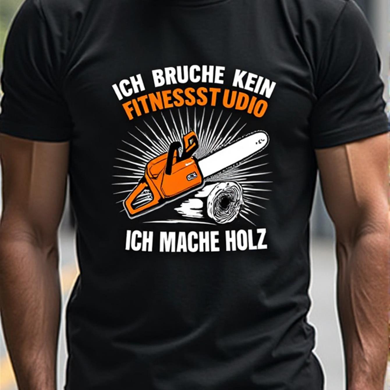 Men' 100% T-shirt With Chainsaw Graphic & 't Need A Gym ? Black And Orange Outdoor-ready Workout Tee For Casual, Fitness, And Everyday Wear? Relaxed Fit Round Neck Short Sleeve With 3d Print Art