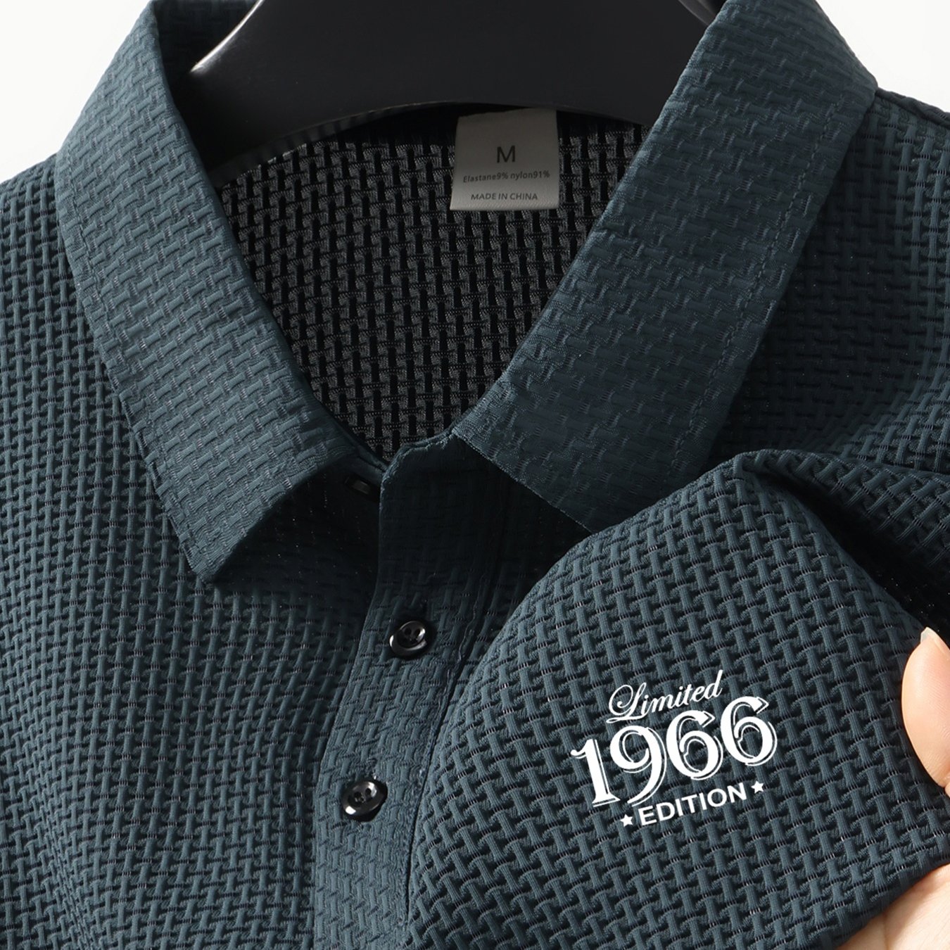 TEMU 1966 Pattern Men's Outdoor Golf & Equestrian Casual Shirt With Textured Short Sleeves, Mature Men's Business Casual Jacquard Textured ,