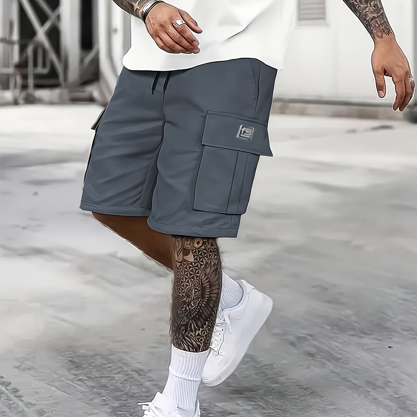 TEMU 1-pack Men's Cargo Shorts With Multi-, Suitable For Sports And Outdoor Activities