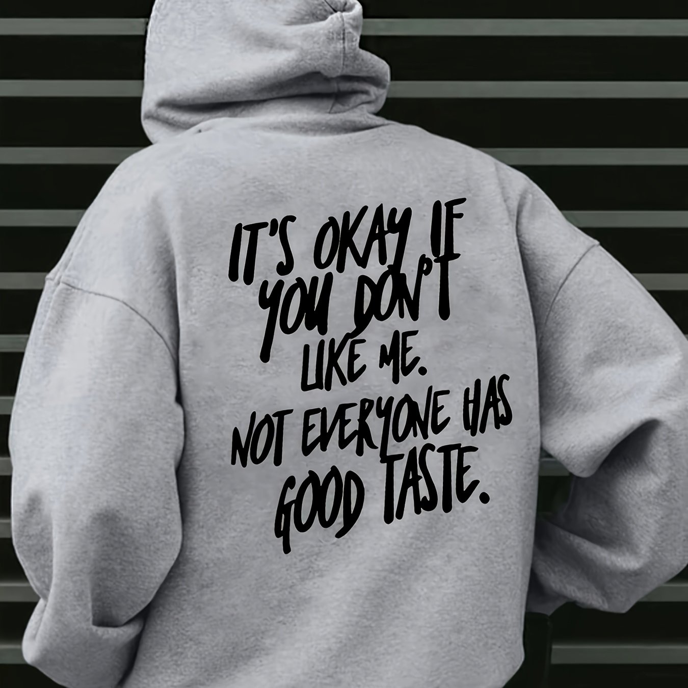 TEMU Stylish Casual Drawstring Pocket Hoodie Suitable For Daily Holiday Outdoor Wear, Autumn And Winter Men's Letter Print Off-shoulder Hooded