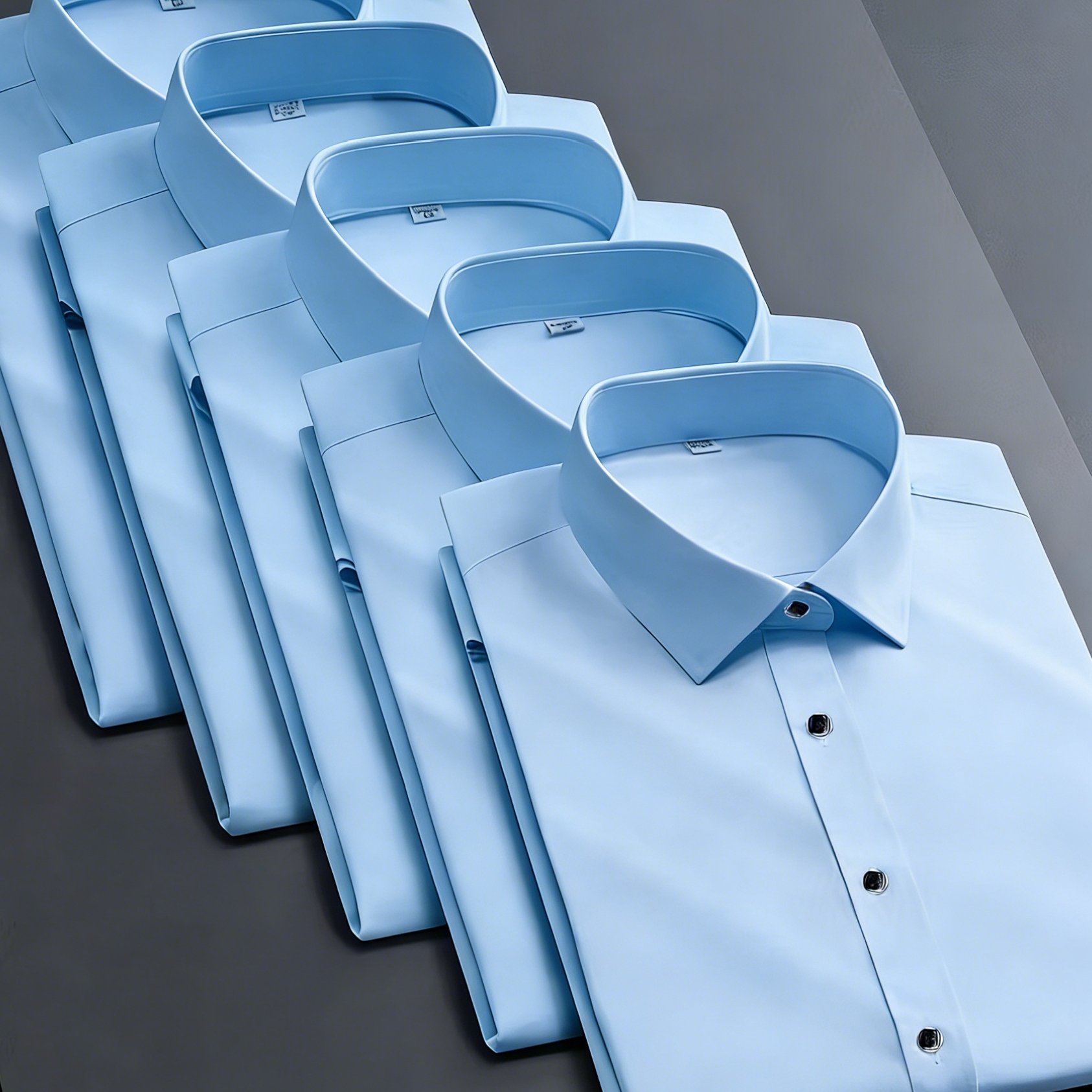 TEMU Men's Casual Long Sleeve Non-stretch Shirt- Solid Color With Collar, Flared Hem, And Button Front, Suitable For Spring And Autumn , Office And