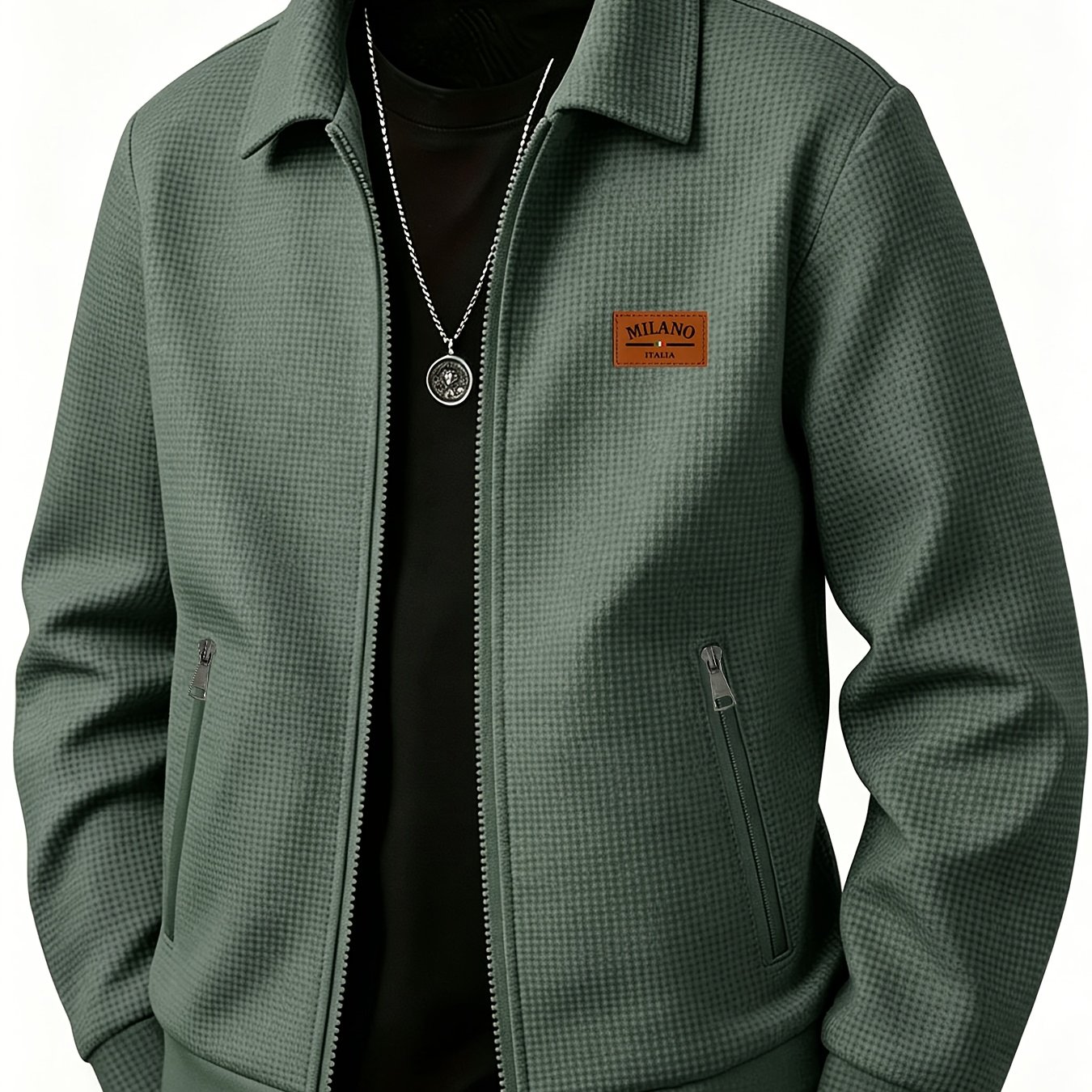 TEMU [ Obm] Men's Casual Fashion Italian Standard Lapel Jacket Men's Autumn Winter Casual Zipper Pocket Textured Coat Sports Jacket