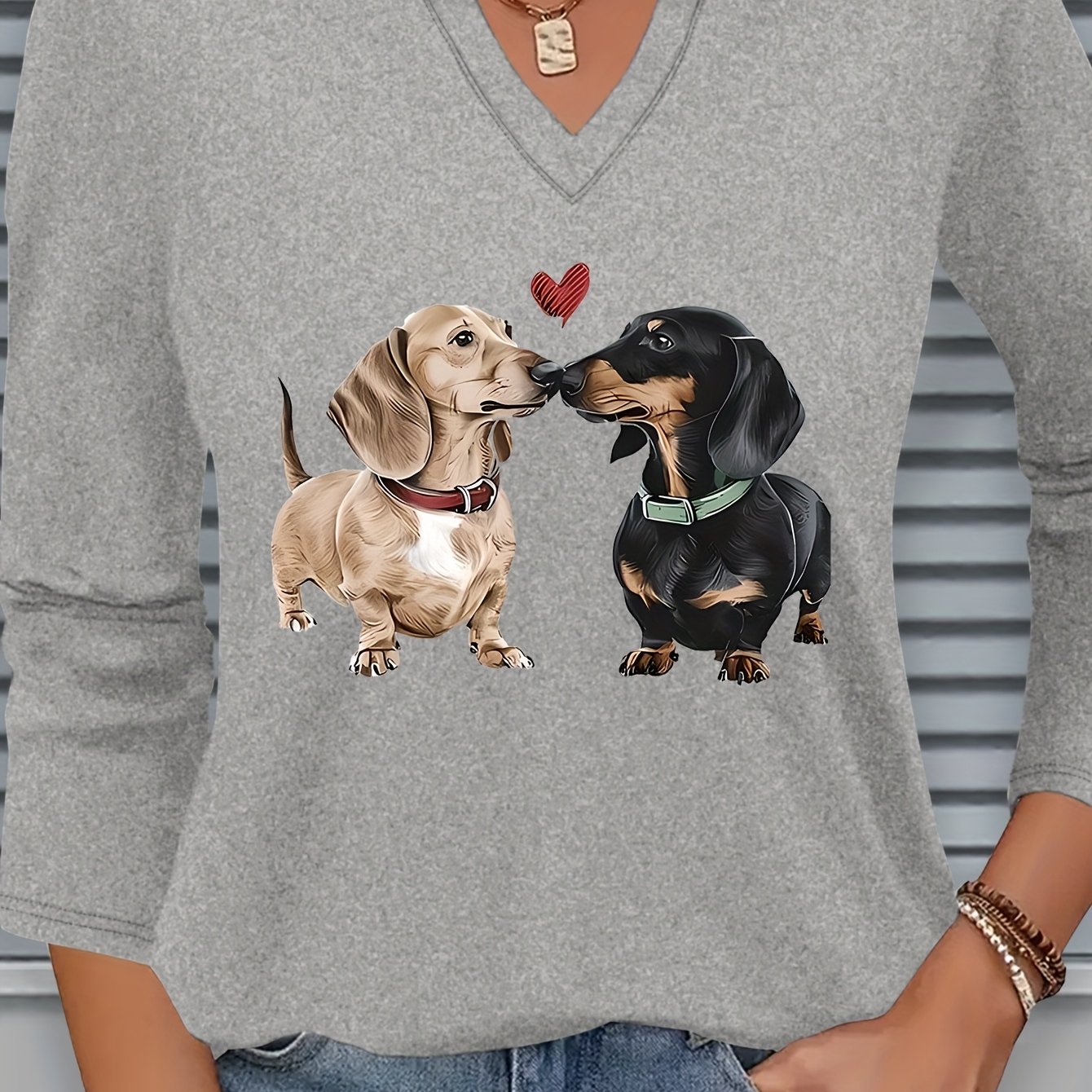 TEMU New Summer V-neck T-shirt With Printed Design And Three-quarter Sleeves, Perfect For Casual And Comfortable Daily Wear, Machine Washable, An For