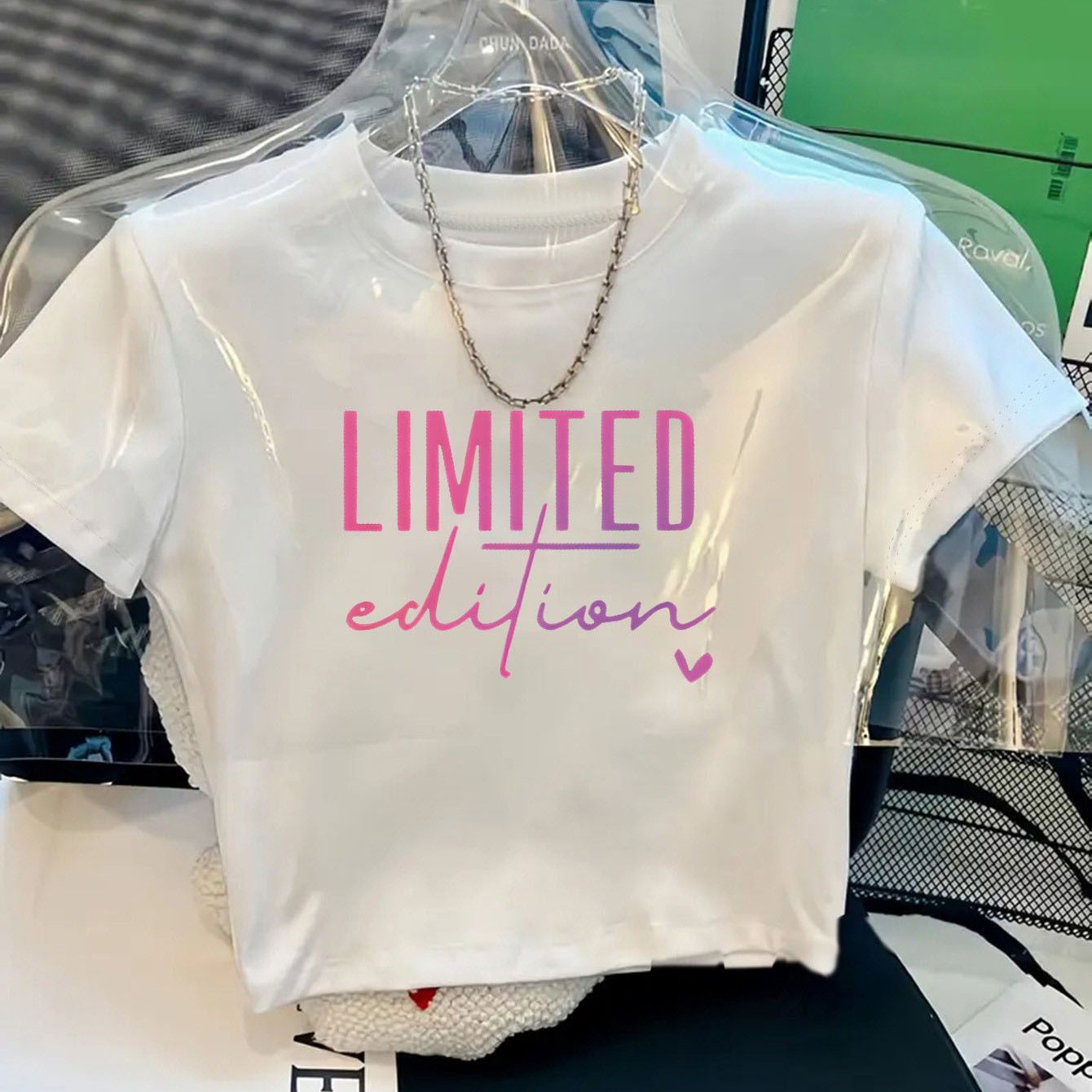 TEMU 2026 Spring/summer New Women's Fitted Y2k Style Short-sleeve T-shirt - Unique Geometric Print Design - Sexy Baddie Style - Street Fashion