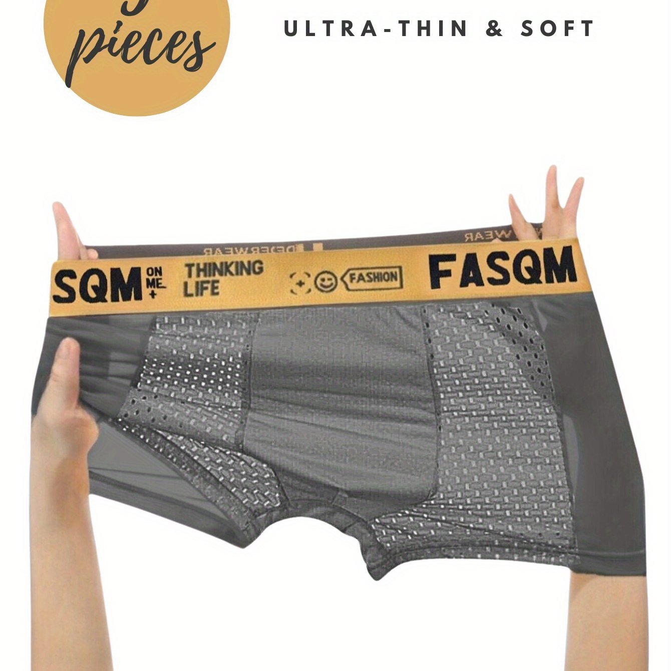 4pcs Mesh Ice Silk Boxer Shorts Men's Underwear FASQM Underpants