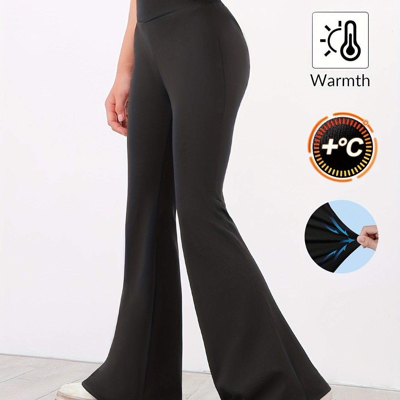 Image of Girls' Skinny High-waist Flare High-elastic Long Pants, Mid-to-big Kids And Teenager Y2k Casual All-match Trousers, For Outdoor, Regular Fit, Daily