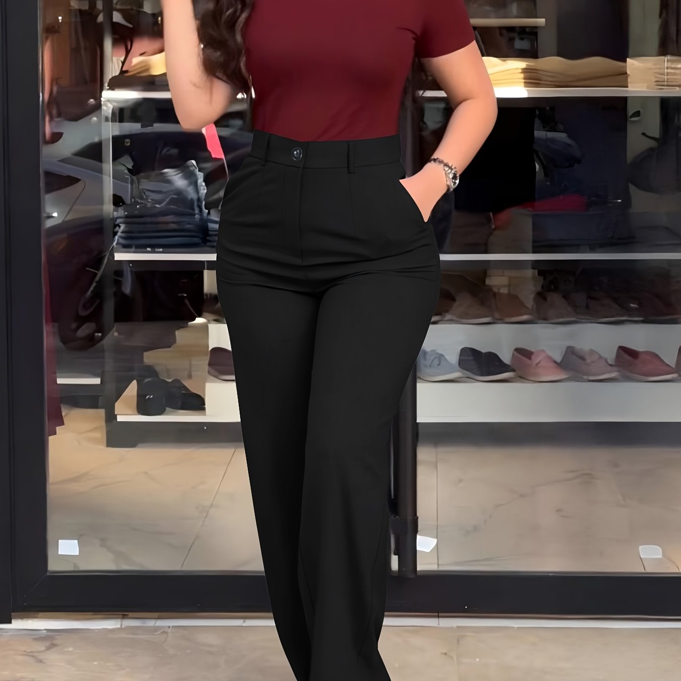TEMU Women' Color Casual Slim-fit Long Pants
