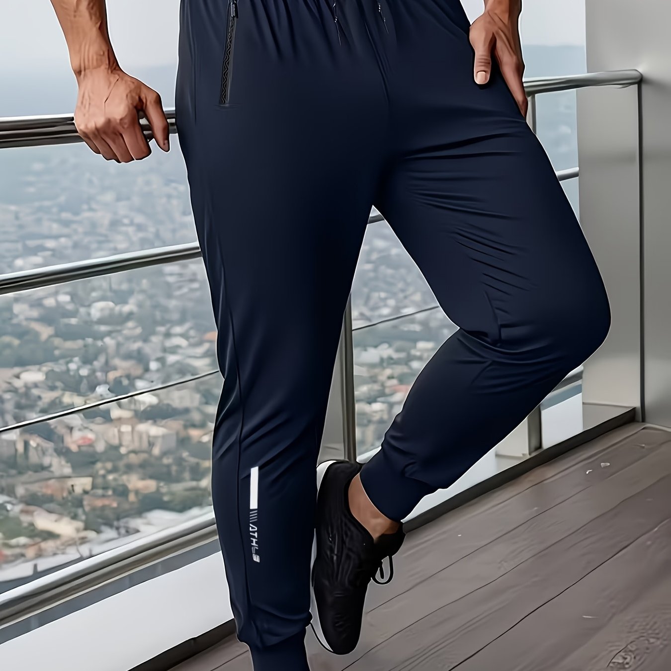 TEMU 1pc Men's Spring Summer Autumn Casual Athletic Long Pants, Daily Exercise, Breathable And Comfortable, Solid Color, Drawstring, Men's Casual