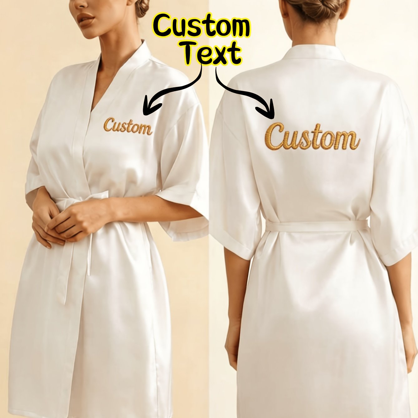 TEMU Camisón de mujer con personalizado, o de bordado, ropa de estar por casa de mujer con personalizado, albornoz con delantero, bata de casa, bata