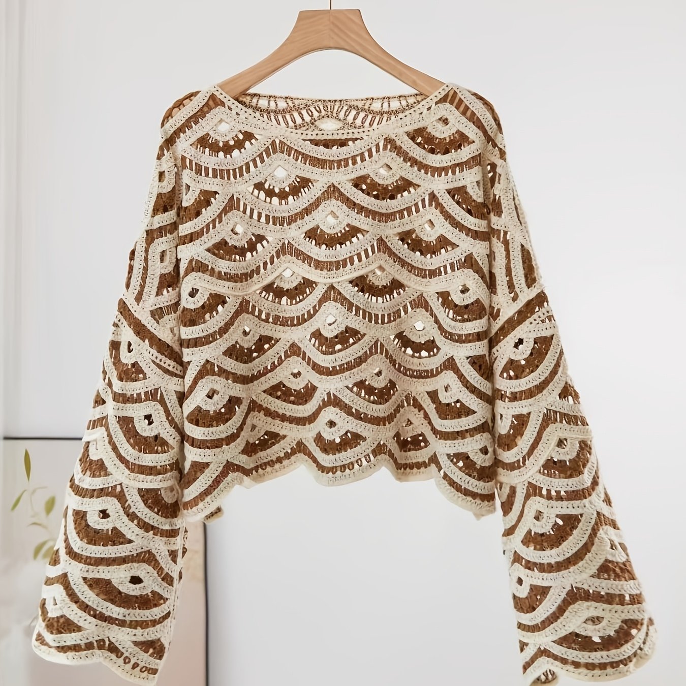 E-shop Bohemian Ethno-Häkel Langarm-Pullover Damen Oberteil