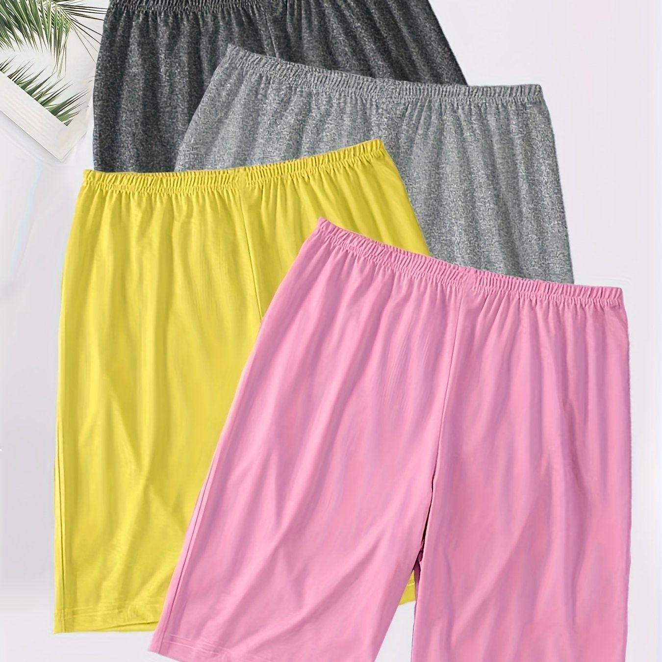 TEMU Four-pack Of Plus-size Solid Color Shorts