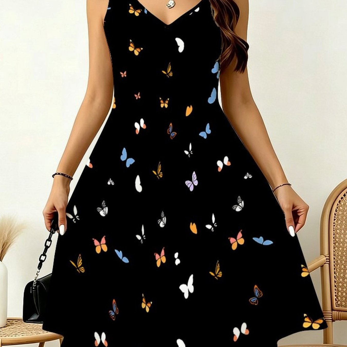 Plus Size, Ladies' Fashionable Large-sized Vest Dress, With A Double Swallow-tail , Is Stylish, Elegant And Versatile