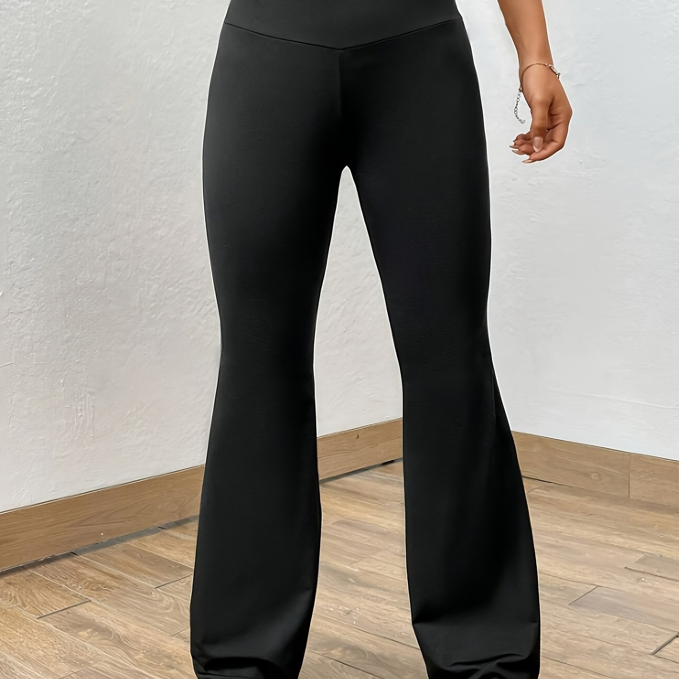 Image of Solid Leg Pants, Casual High Waist Forbidden Pants For Spring & Fall, Women's Clothing