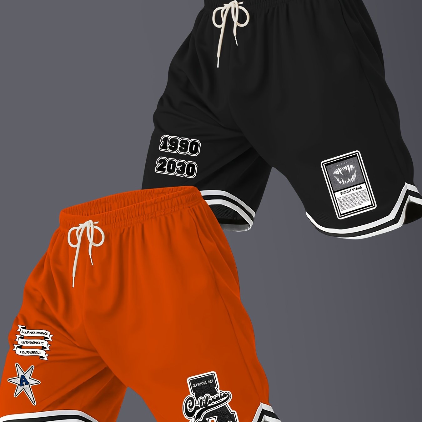 TEMU Basketball Shorts 2pcs Set, Men's Summer Swimwear, Drawstring Loose Casual Running Straight-leg Beach Pants With Pockets