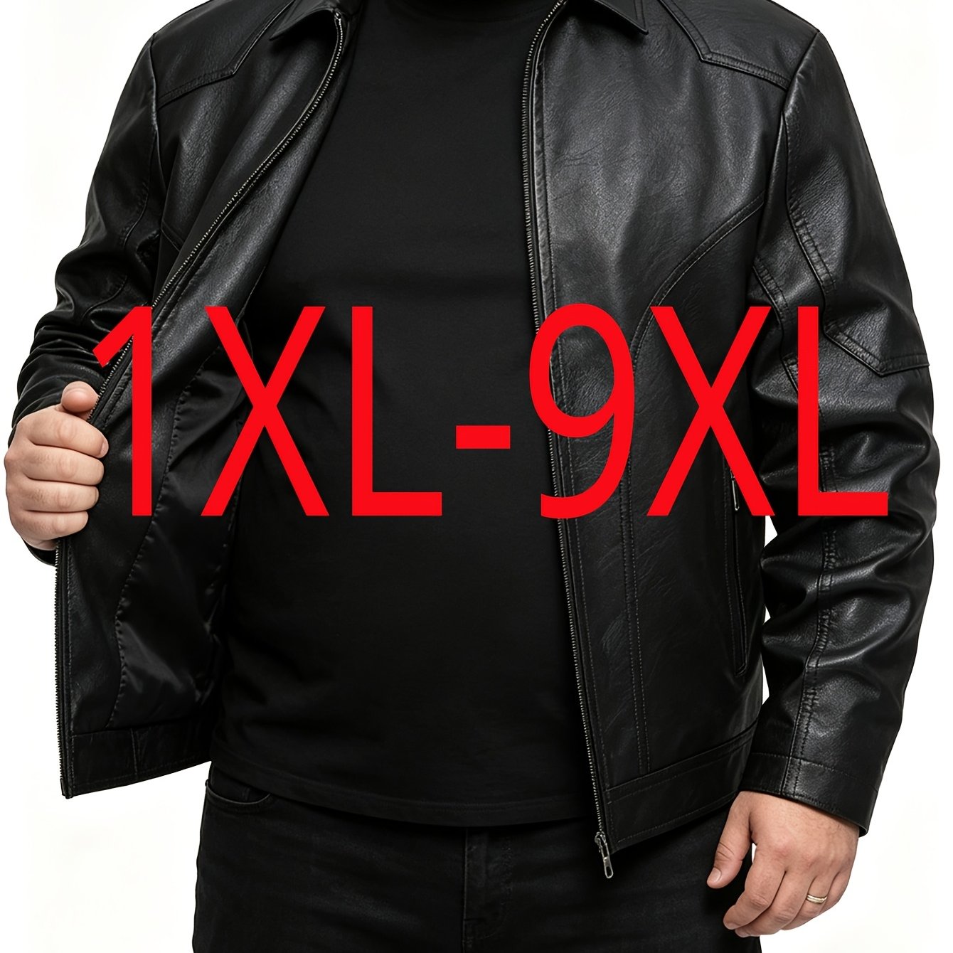 TEMU Veste décontractée surdimensionnée pour homme, style polyvalent de tous en matériau PU avec col à revers et poches intérieures. Convient pour
