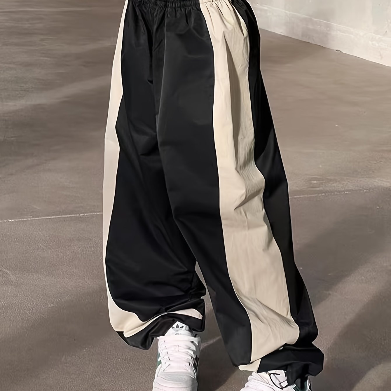 Elegant Color Block Elastic Waist Casual Women's Jogger Pants