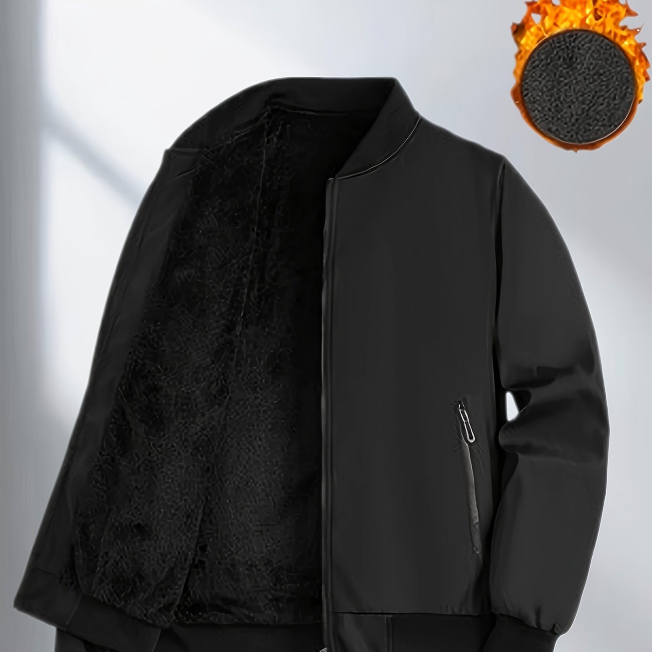 TEMU 2026 's Fleece-lined Baseball Jacket For Spring And Autumn, Cozy Coat, Stylish Casual Versatile Top, Basic Men's Pilot Jacket