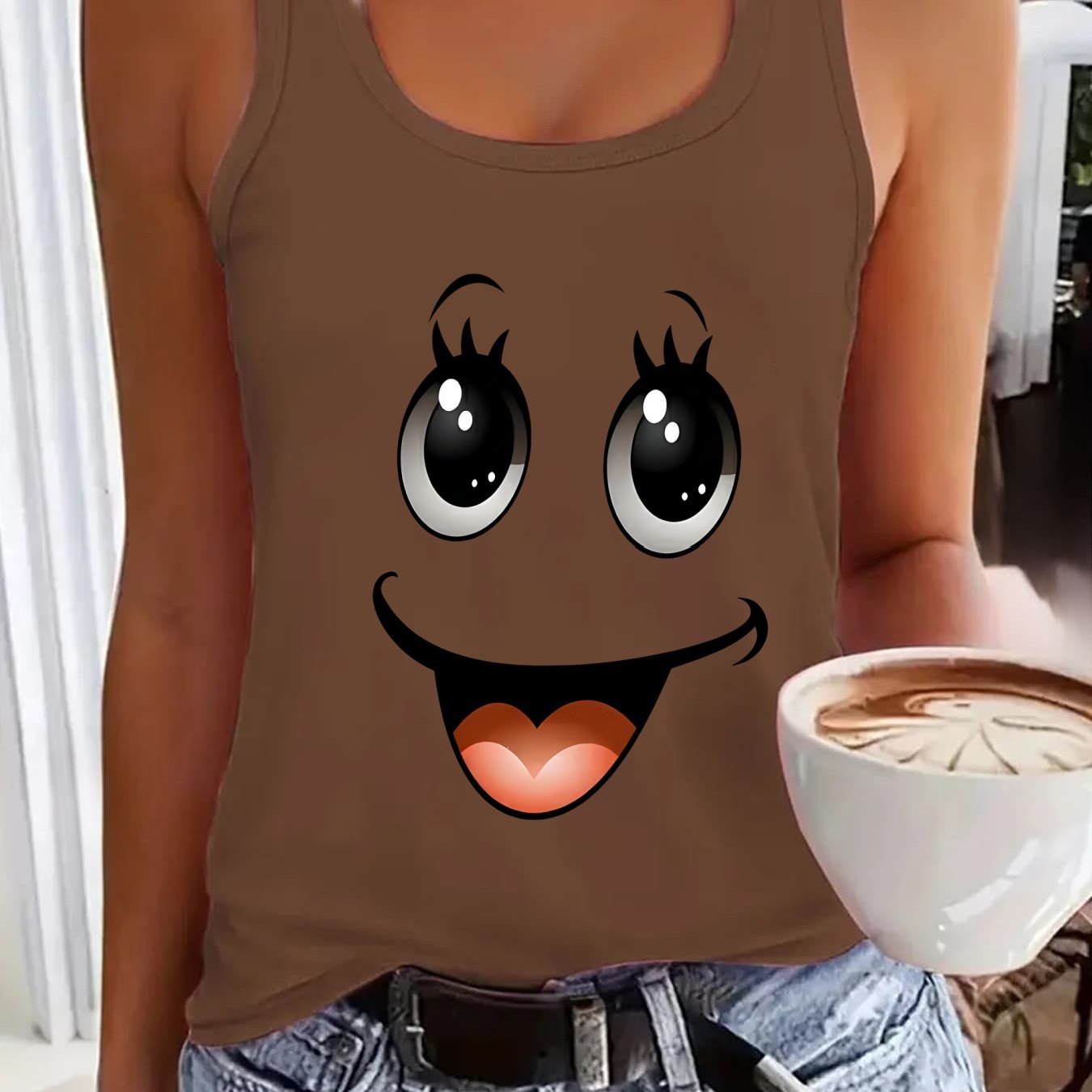 TEMU 2025 New Style Women's European And Garden Collar Sleeveless Vest. The Fabric Soft And Skin-friendly With Good , Suitable For Wearing , Summer,