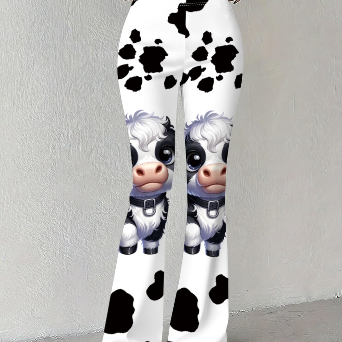 TEMU Printed Design â Non-textured Cow Print Black And White Animal Pattern High-quality Women's Print Graphic Pattern Full-body Print Women's Long