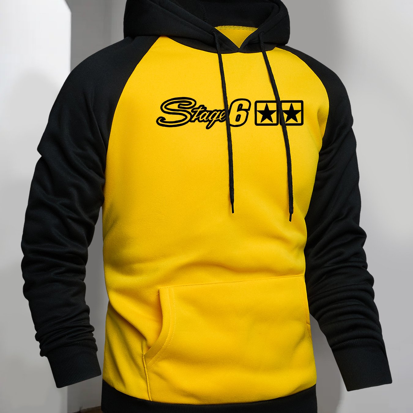 TEMU Popular In Europe And America, The Stage6 Dual-star Pattern Print Men's Hoodie Features A Stylish Design With A Casual Fit And Raglan Sleeves