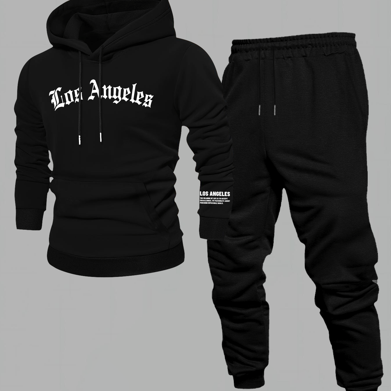 TEMU Conjunto completo de sudadera con capucha y pantalones largos casuales para hombre Otoño Invierno, Sudadera con capucha y traje de pantalones
