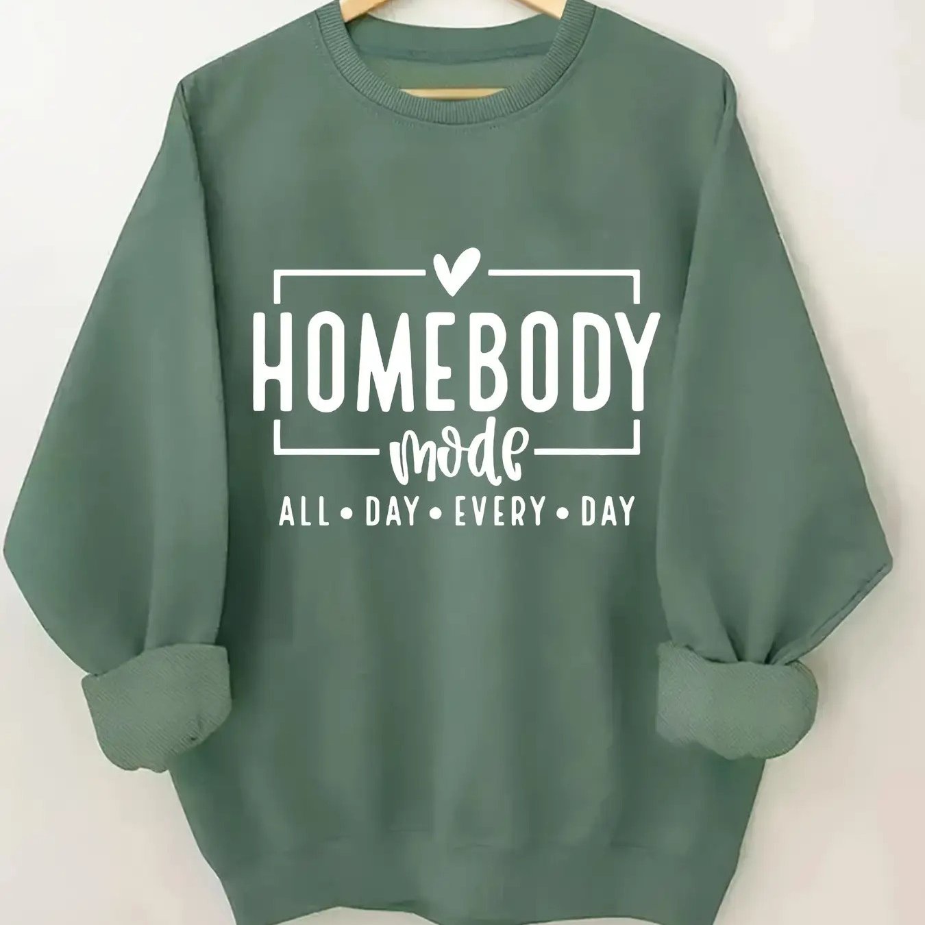 TEMU Women's Casual Long Sleeve Crew Neck Sweatshirt- Gray Blend Fabric, Letter Print, Fiber, Machine Washable, Loose Fit For Autumn And Winter