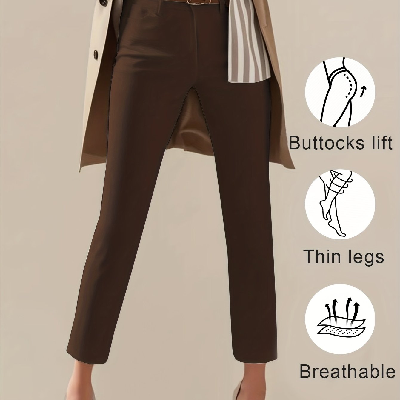 Image of Dk85731*women's Mid Rise Dark Brown Washed Slim Fit Cropped Jeans - Y2k Vintage Stretch Denim Pants With, Ankle-length Casual Trousers For Streetwear & Daily Outfits Denim Jeans