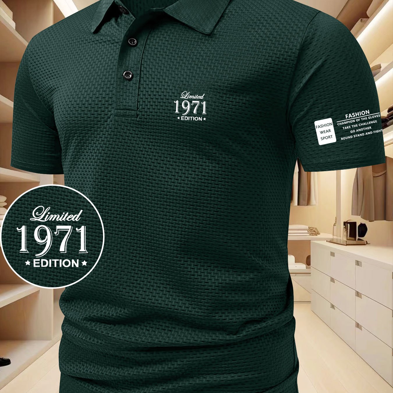 TEMU Men's Summer Quick-dry Golf Shirt, Edition 1971 Pattern Shirt, Breathable And Comfortable