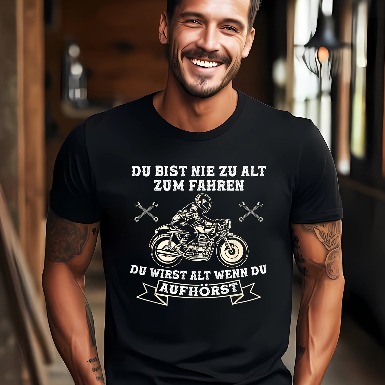 Image of You're Never Too Old To Ride Grandpa Retired Motorcycle T-shirt Funny Men's Game T-shirt, Black Summer Casual Short Sleeve Tee For Men, Plus Size