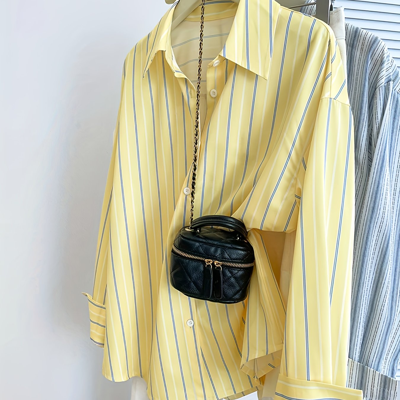 Women's Casual Long Sleeve Color-block Striped Button-up Shirt