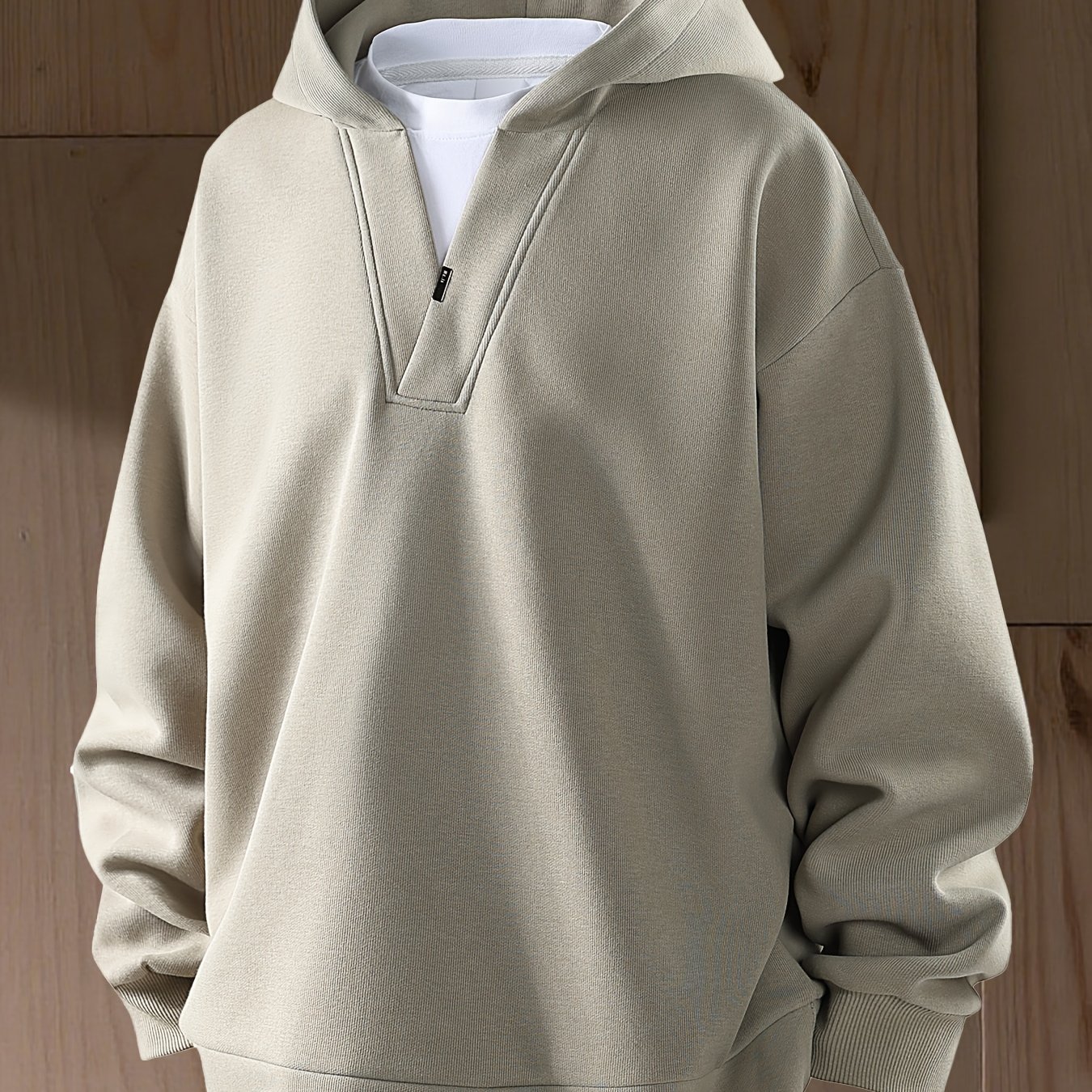 Image of New Autumn 2-in-1 Look V-neck Hooded Men's Sweatshirt, High-quality Comfortable Hoodie, Heavyweight Trendy