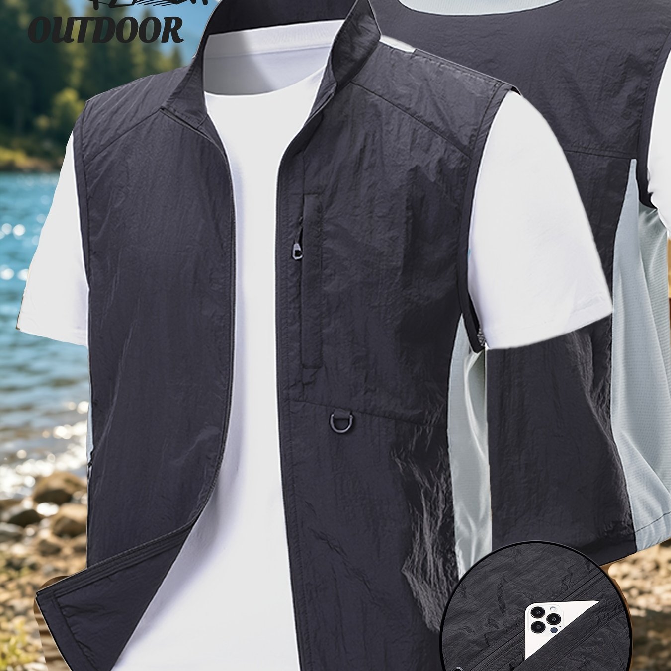TEMU Men's /autumn Outdoor Vest, Casual Breathable Fishing Vest, Workwear Vest, Sports Jacket