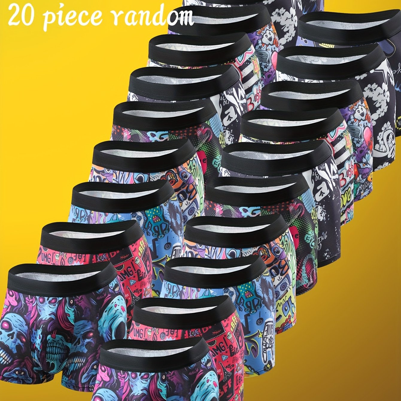 TEMU 20pcs Random Men's Briefs, Black Luxury High-end Briefs, Loose Mid-rise Breathable Four-corner Head Men's Underwear