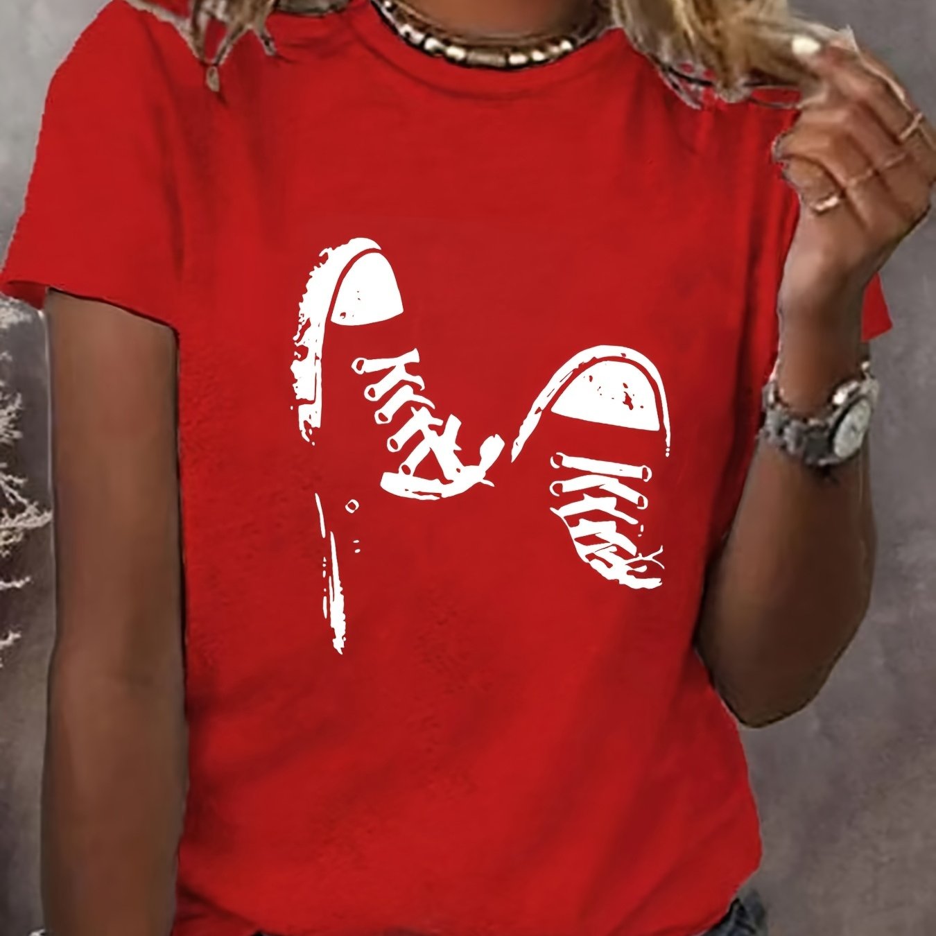 Image of Plus Size, Women's Creative Casual T-shirt