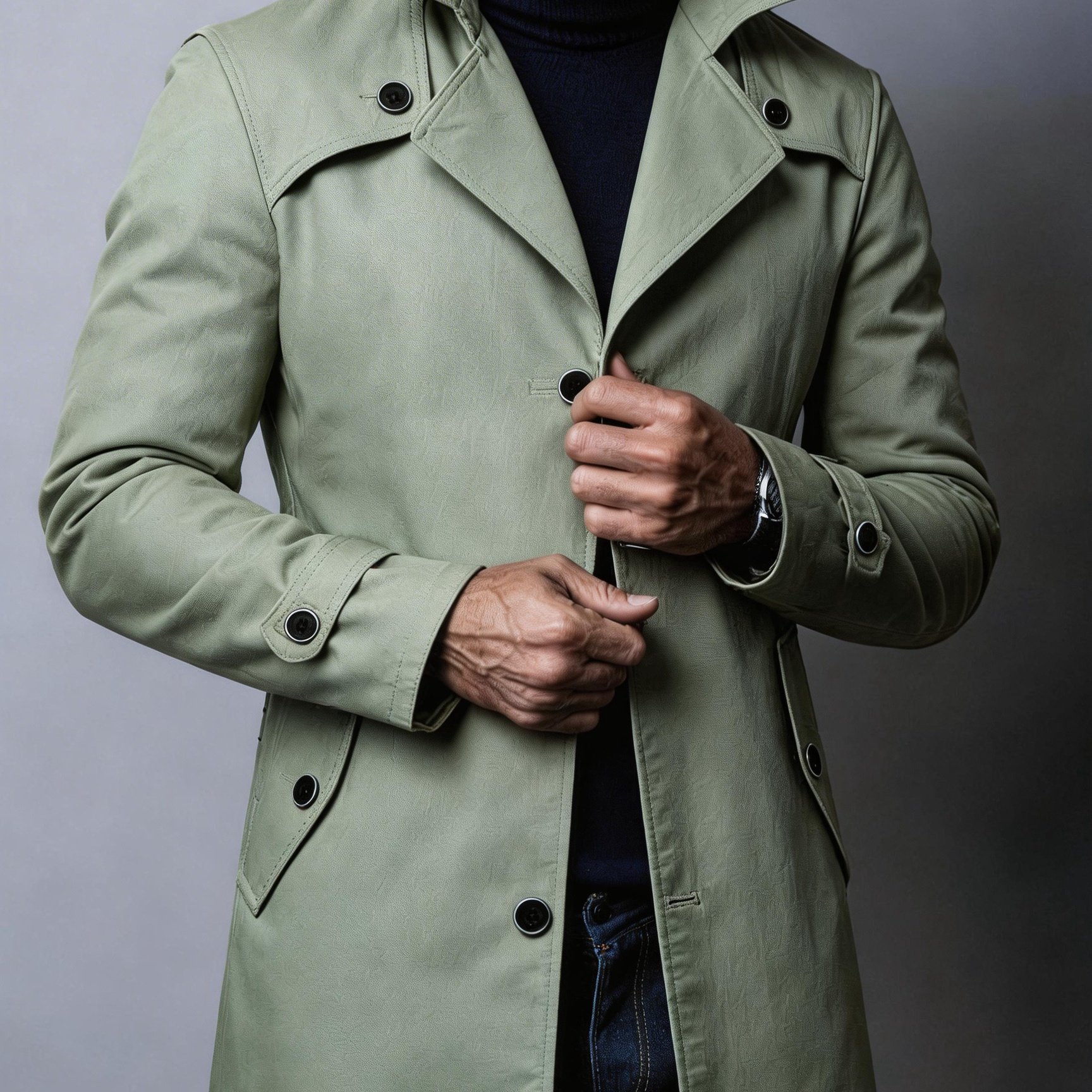 TEMU Men's /autumn Season Western Mature Stable Men's Fashion Trendy Meeting Solid Color Casual Durable Wear-resistant Trench Coat Versatile Top