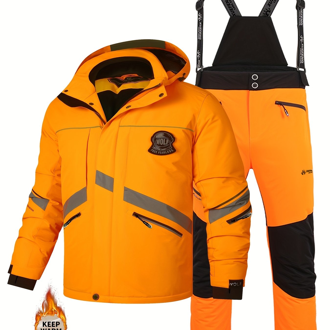 Image of New Winter Men's Ski Suit Set, Warm Padded Jacket And Trousers For Outdoor Hiking