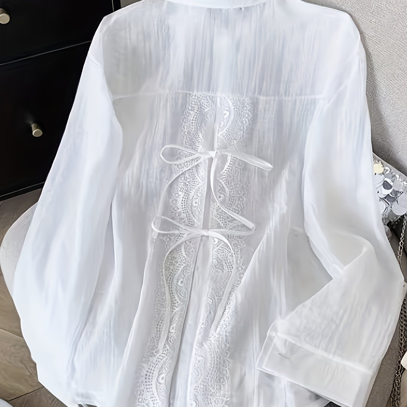 E-shop Leichtes Damen-Spitzen-Layering-Shirt mit Spitze für Frühling, Sommer und Herbst NS702