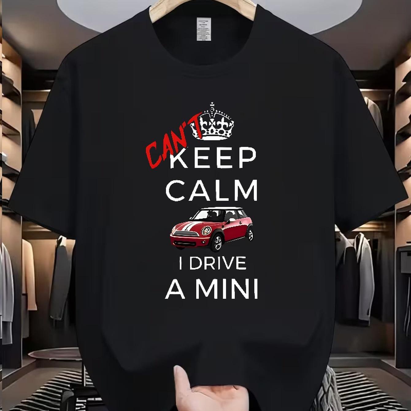 TEMU Men' & Women' Suitable For A Mini Vintage Car Print T-shirt - Retro Mini Car, Loose Fit Breathable Round Neck Short Sleeve Tee, Casual Casual