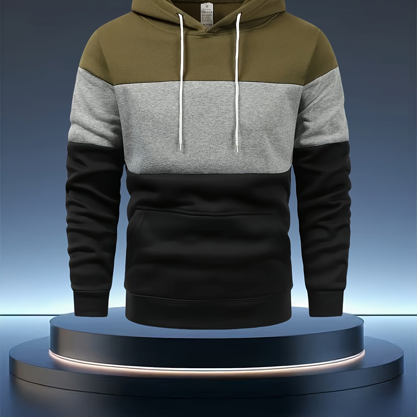 TEMU Men's Comfortable Solid Color Long Sleeve Hooded Sports Shirt - Autumn/winter Soft Casual Wear With Kangaroo Pocket And Half Zipper Design,