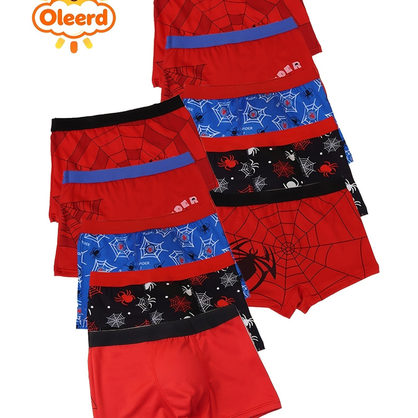 E-shop 10 Stück Jungenunterwäsche, Coole Spinnen-Print Slips, Schülerunterwäsche, Ganzjahres-bequeme Weiche Shorts