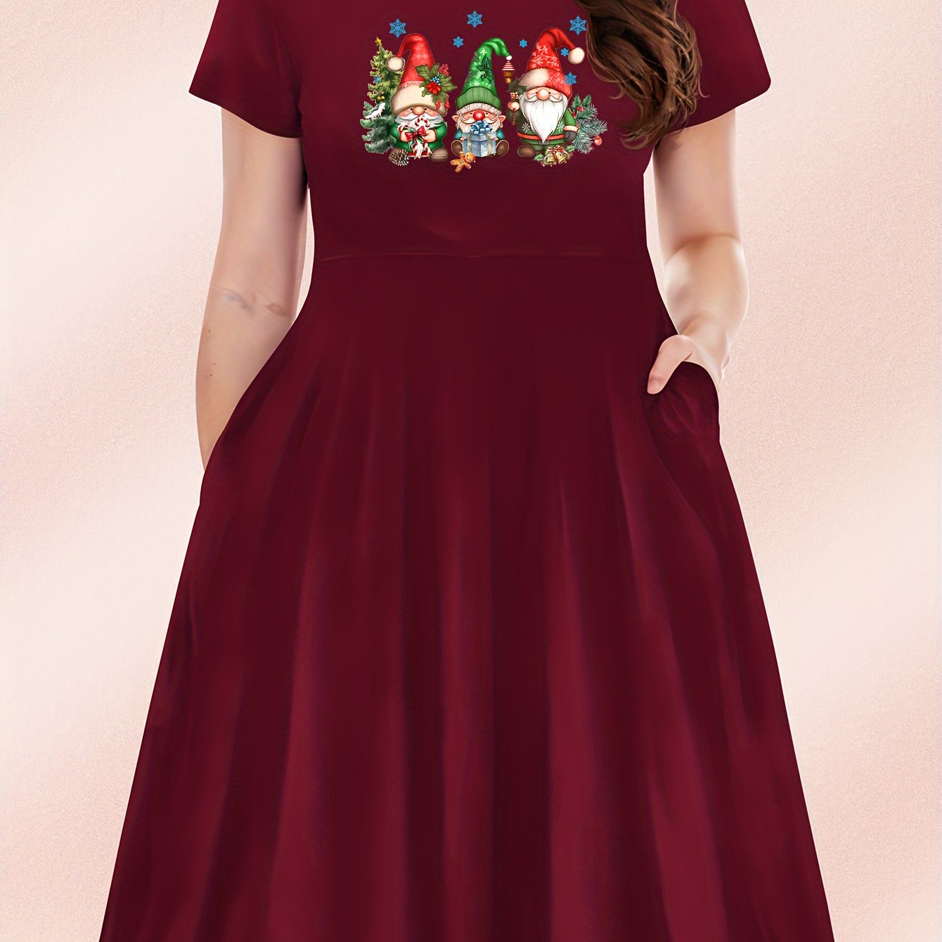 TEMU Plus Size - Plus Size - Patterned Printed Dress