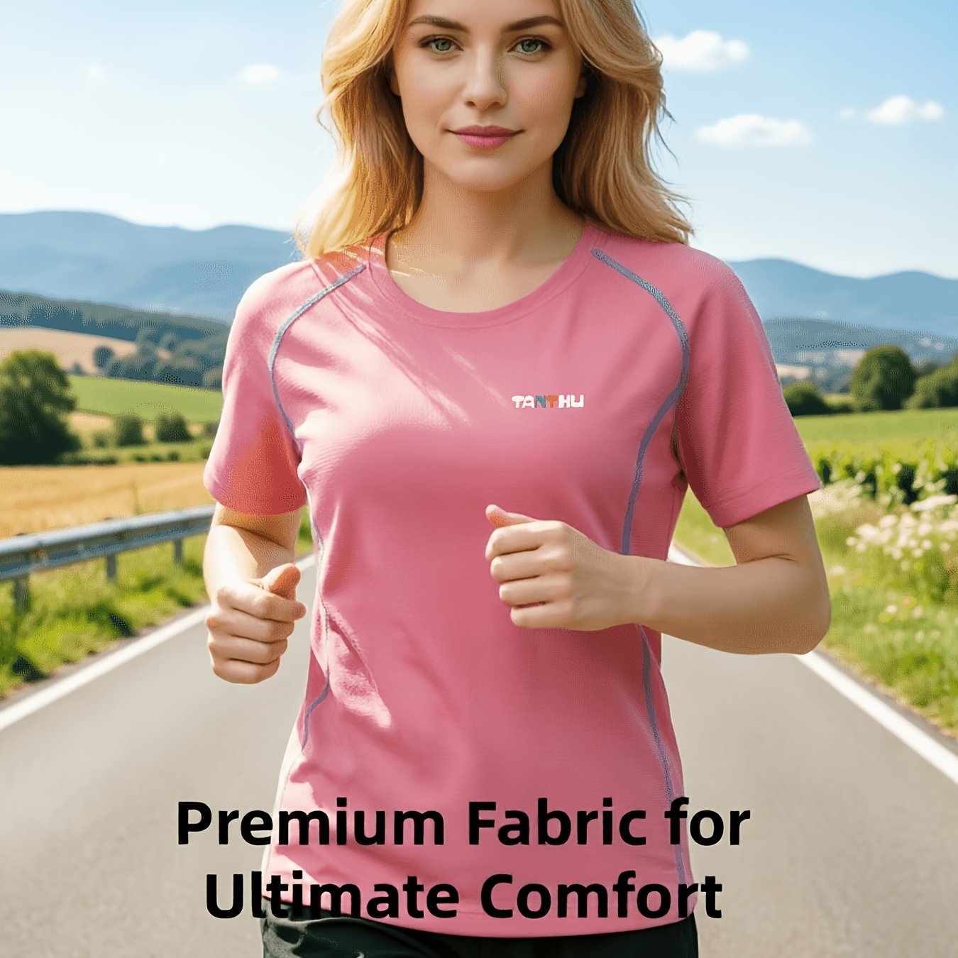 TEMU Women's Stylish Short-sleeve Quick- Top, Suitable For Running, Fitness, Yoga, Outdoor Activities, And Breathable Summer Workouts